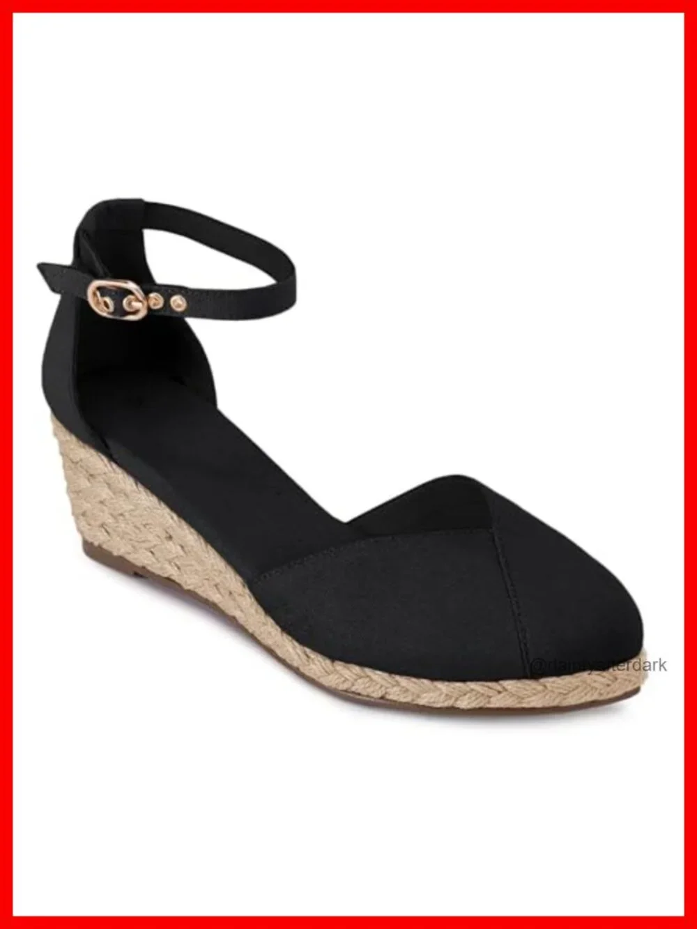 Canvas Platform Wedge Sandals Ankle Strap Closed Toe